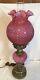 Vintage Fenton Art Glass Cranberry Opalescent Hobnail Lamp 2