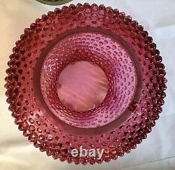 Vintage Fenton Art Glass Cranberry Opalescent Hobnail Lamp 2