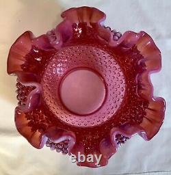 Vintage Fenton Art Glass Cranberry Opalescent Hobnail Lamp 2