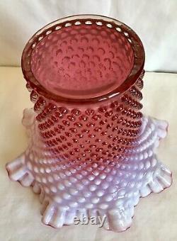 Vintage Fenton Art Glass Cranberry Opalescent Hobnail Vase Q1