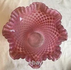 Vintage Fenton Art Glass Cranberry Opalescent Hobnail Vase Q1