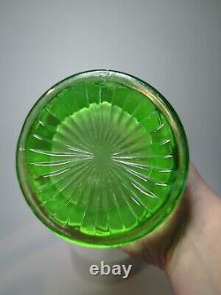 Vintage Fenton Art Glass Green Opalescent 4 Rib & Panel Stretch Swung Vase