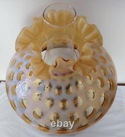 Vintage Fenton Art Glass Honeysuckle Opalescent Coin Dot Lamp