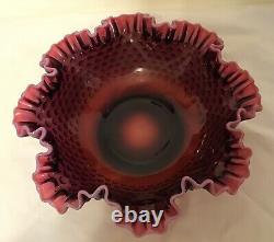 Vintage Fenton Art Glass Plum Opalescent Hobnail Jumbo 11 Bowl