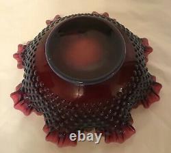 Vintage Fenton Art Glass Plum Opalescent Hobnail Jumbo 11 Bowl