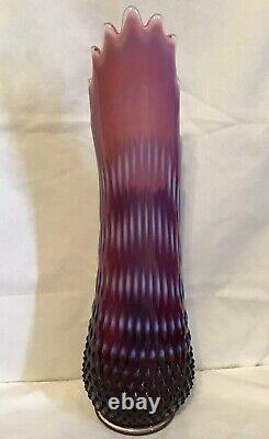 Vintage Fenton Art Glass Plum Opalescent Hobnail Swung Vase 267003