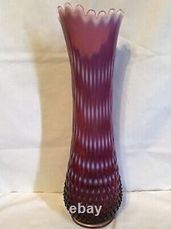Vintage Fenton Art Glass Plum Opalescent Hobnail Swung Vase 267010