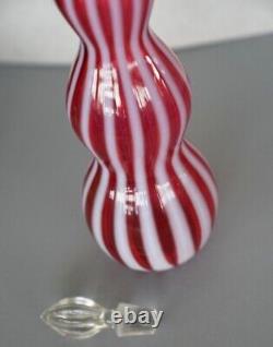 Vintage Fenton Art Glass Wine Bottle Decanter Cranberry Opalescent Stripe Tall