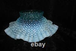 Vintage Fenton Blue Opalescent Diamond Lace Epergne