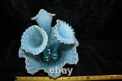 Vintage Fenton Blue Opalescent Diamond Lace Epergne