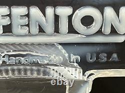 Vintage Fenton Clear Opalescent Art Glass Logo Dealer Display Sign 5 x 2.5