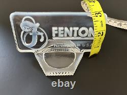 Vintage Fenton Clear Opalescent Art Glass Logo Dealer Display Sign 5 x 2.5