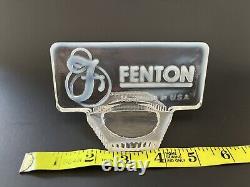 Vintage Fenton Clear Opalescent Art Glass Logo Dealer Display Sign 5 x 2.5