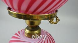 Vintage Fenton Cranberry Swirl Opalescent Glass Table Lamp