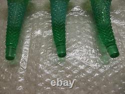 Vintage Fenton Emerald Green Opalescent 3 Horn Hobnail Epergne Vase