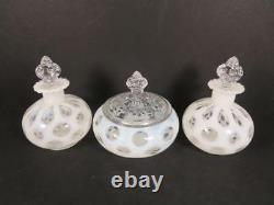 Vintage Fenton French Opalescent Coin Dot Vanity Set ca. 1940's (#600-5)