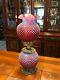 Vintage Fenton Gwtw Cranberry Opalescent Hobnail Table Lamp, 24 1/2 Tall