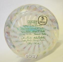 Vintage Fenton Glass Basket 90 Year Celebration Opalescent 8 to 9 inch Signed
