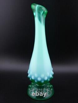Vintage Fenton Green Opalescent Uranium Glow Hobnail Swung Slag Bud Vase