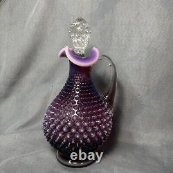 Vintage Fenton Hobnail Plum Opalescent Decanter With Stopper MCM