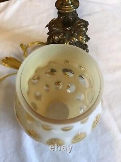 Vintage Fenton Honeysuckle Opalescent Coin Dot Lamp