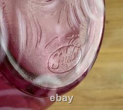 Vintage Fenton Jack in the Pulpit Fusia Opalescent Pulled Feather 8.5 Vase