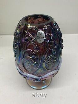 Vintage Fenton Opalescent Carnival Glass Fairy Lamp Lily of the Valley