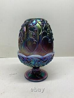 Vintage Fenton Opalescent Carnival Glass Fairy Lamp Lily of the Valley