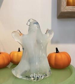 Vintage Fenton Opalescent Glass Ghost With Bats Hand Painted By B. William