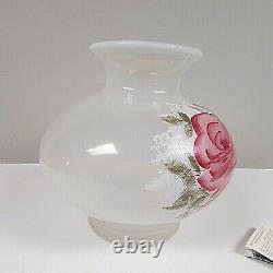 Vintage Fenton Opalescent white/pink floral signed s jackson hand painted vase