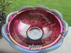 Vintage Fenton Plum Opalescent Carnival Glass Lily of the Valley Fairy Lamp 7