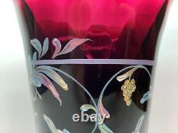 Vintage Fenton Plum Opalescent Diamond Optic Scroll Vase-Connoisseur Collection