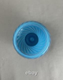 Vintage Fenton Spiral Optic Blue Opalescent Large Bottle/Vase