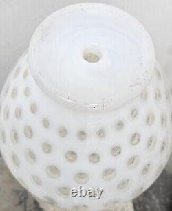 Vintage Fenton White Opalescent Coin Dot Ruffle Lamp Base