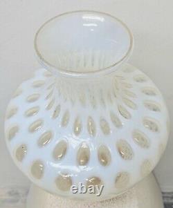 Vintage Fenton White Opalescent Coin Dot Ruffle Lamp Base