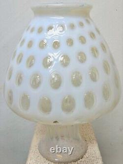 Vintage Fenton White Opalescent Coin Dot Ruffle Lamp Base