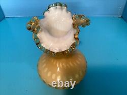 Vintage Fenton Yellow Honeycomb Ruffled Rim Vase