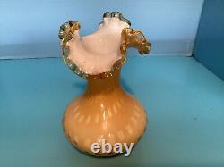 Vintage Fenton Yellow Honeycomb Ruffled Rim Vase