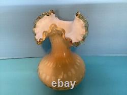 Vintage Fenton Yellow Honeycomb Ruffled Rim Vase