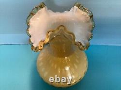 Vintage Fenton Yellow Honeycomb Ruffled Rim Vase