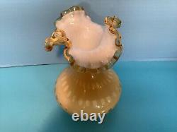 Vintage Fenton Yellow Honeycomb Ruffled Rim Vase