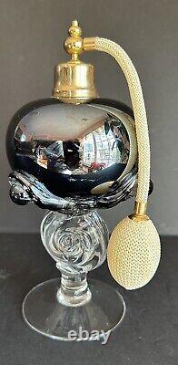 Vintage France Opalescent Art Glass Atomizer Perfume Bottle