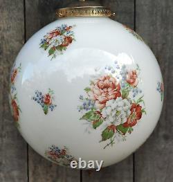 Vintage French Art Deco Floral Glass Globe Pendant Lightshade Opaline/Milk Glass