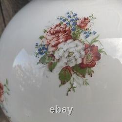 Vintage French Art Deco Floral Glass Globe Pendant Lightshade Opaline/Milk Glass