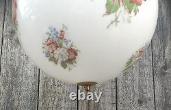 Vintage French Art Deco Floral Glass Globe Pendant Lightshade Opaline/Milk Glass