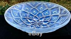 Vintage French Art Deco Hunebelle Opalescent Glass Geometric Dahlia Bowl