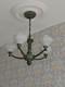 Vintage French Ceiling Light Opaline Glass Shades 5 Arms