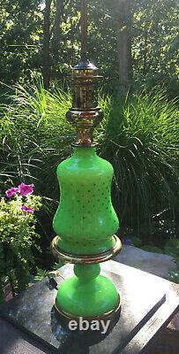 Vintage French Green Opaline Glass with Gold Stars