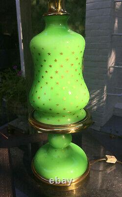 Vintage French Green Opaline Glass with Gold Stars