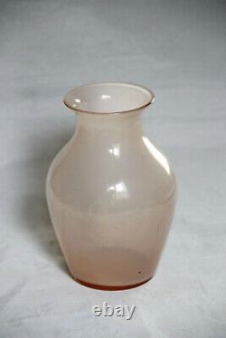 Vintage French Pink Opaline Vase Portieux 18cm / 7in Unusual Shape Opalescent